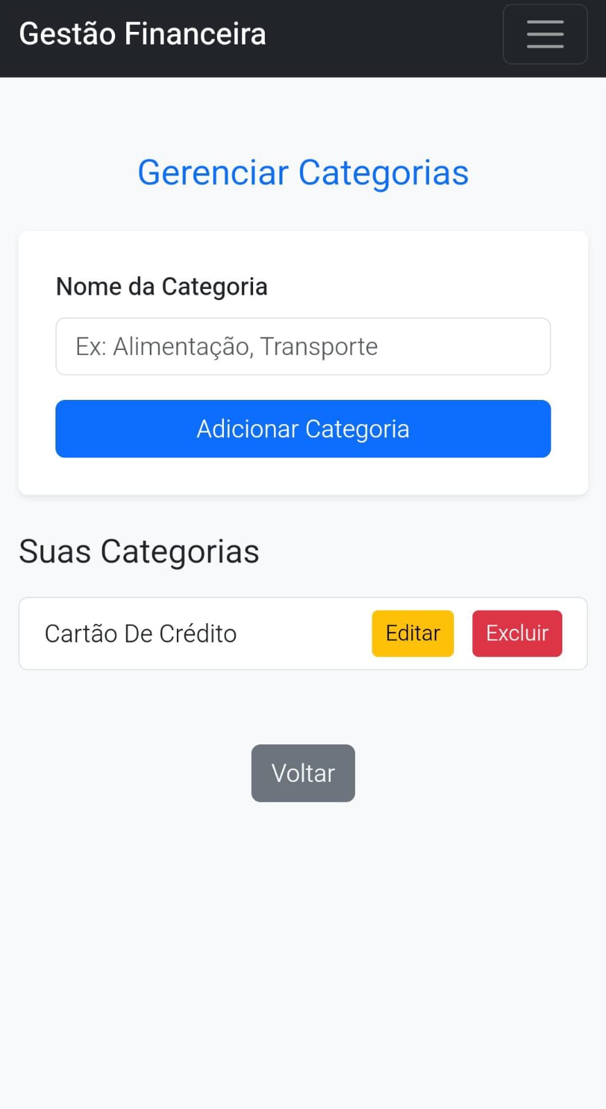 Controle de Categorias