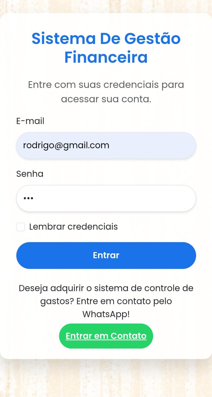 Login e Personalização